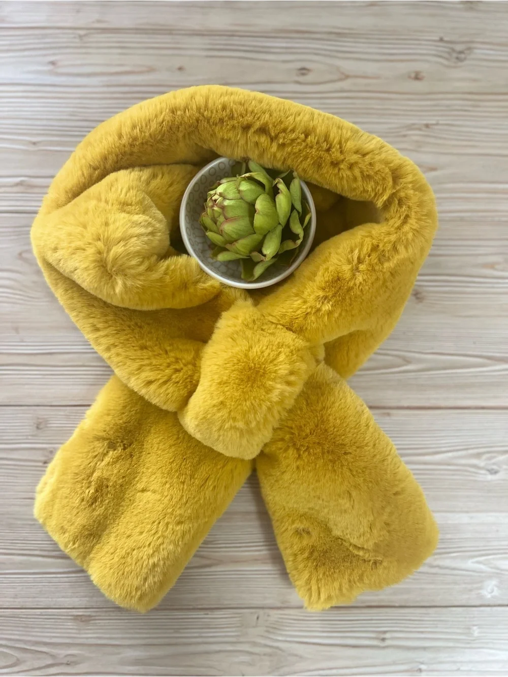 Apparis Mustard Yellow Faux Fur Scarf - Plush Neck Wrap